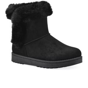 White Mountain Women’s Black Fur-Lined Cozy Winter Snow Boots